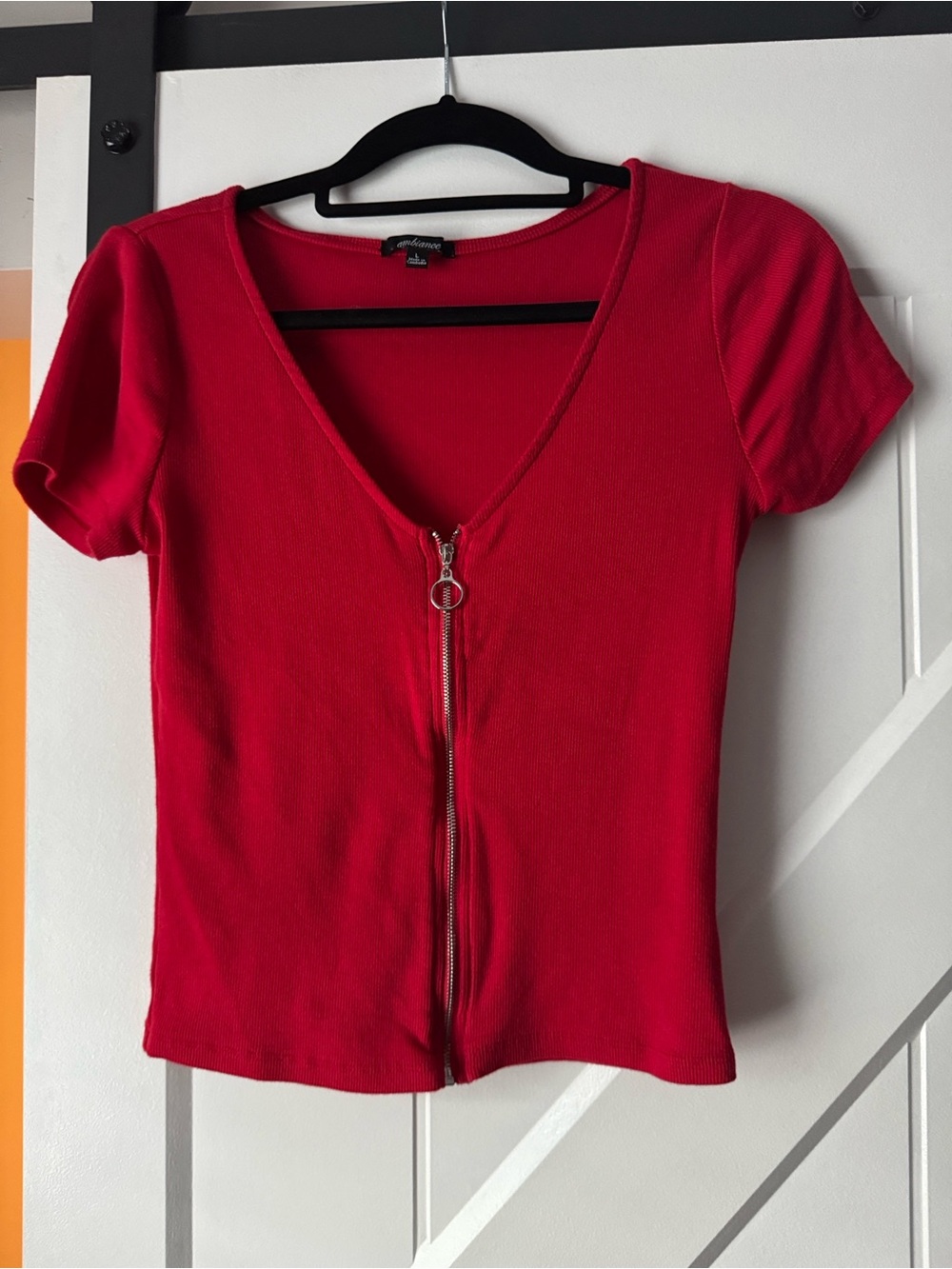 Ambiance Red Short-Sleeve Zip-Front Tee